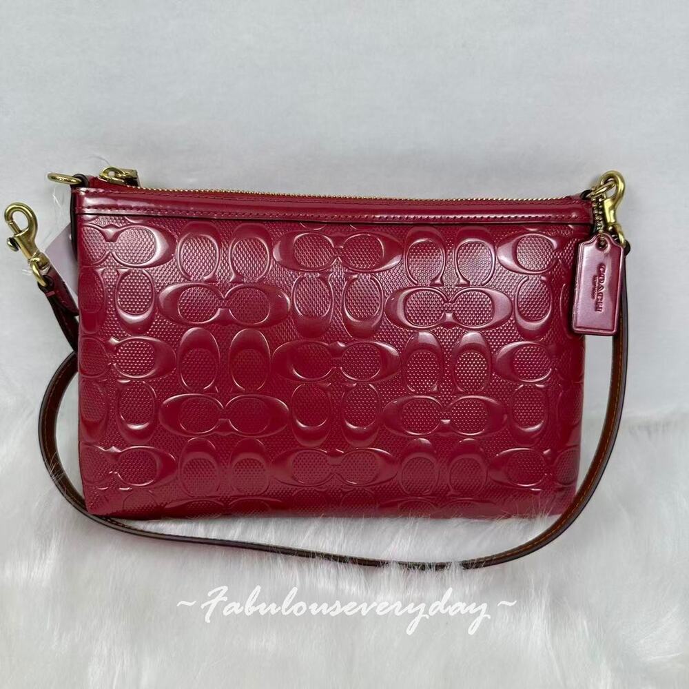 Coach Legacy Small Signature Leather Crossbody Bag in Brass/Enamel Red CCD41 NWT